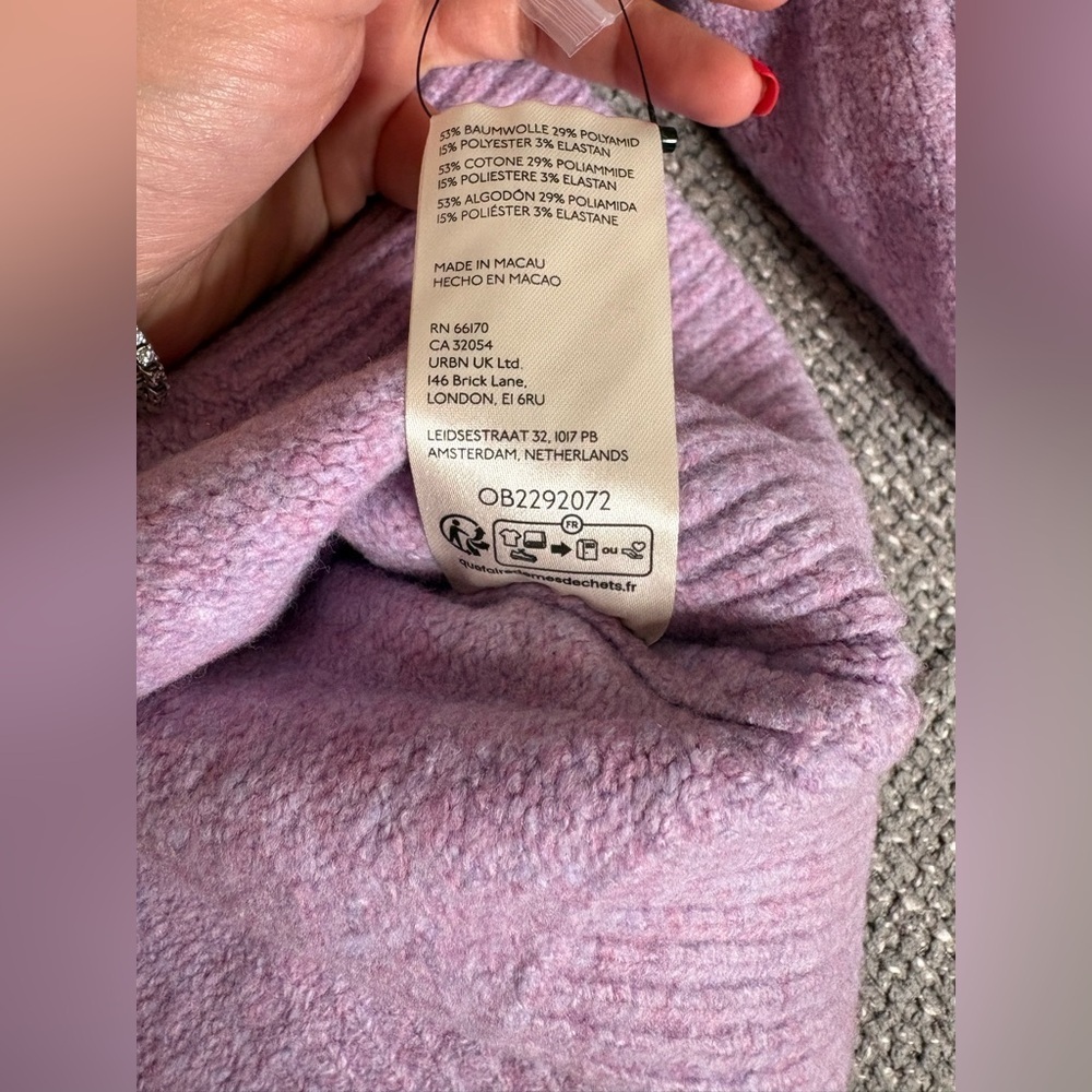 Free People Cool Of The Night Cardigan Lilac Spell Melange M NWT Oversized - Picture 7 of 14